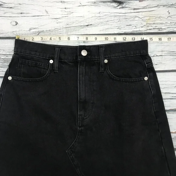 ⚡️SOLD⚡️Madewell Denim Mini Skirt Black Jean Cutoff Distressed Hem Women’s - Picture 15 of 16